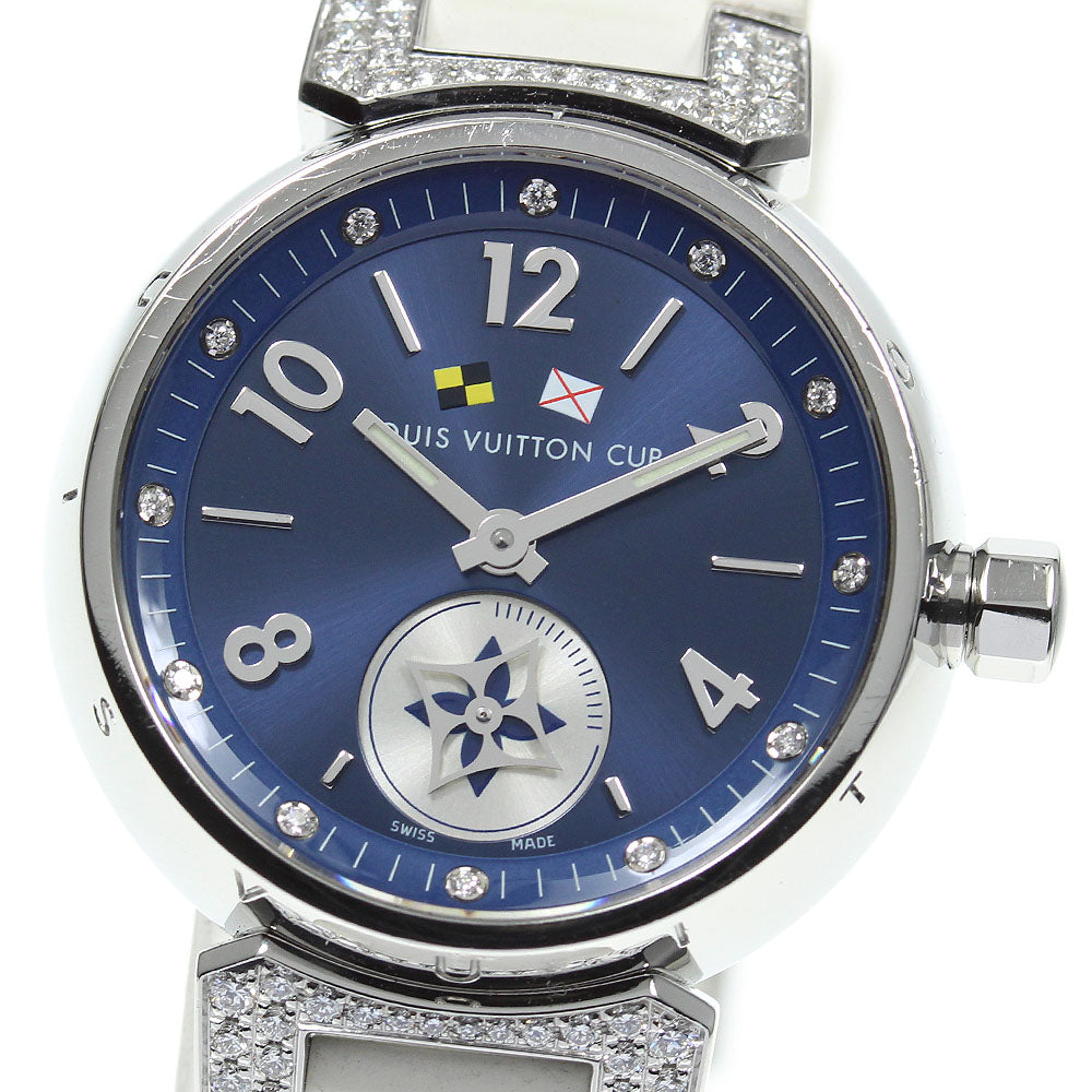 LOUIS VUITTON Q12M4 Tambour Lovely Cup 12P Diamond Lug Quartz Women's Good Condition Box and Warranty Card Included