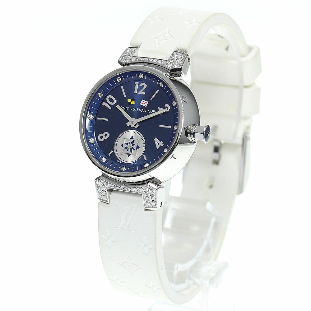 LOUIS VUITTON Q12M4 Tambour Lovely Cup 12P Diamond Lug Quartz Women's Good Condition Box and Warranty Card Included