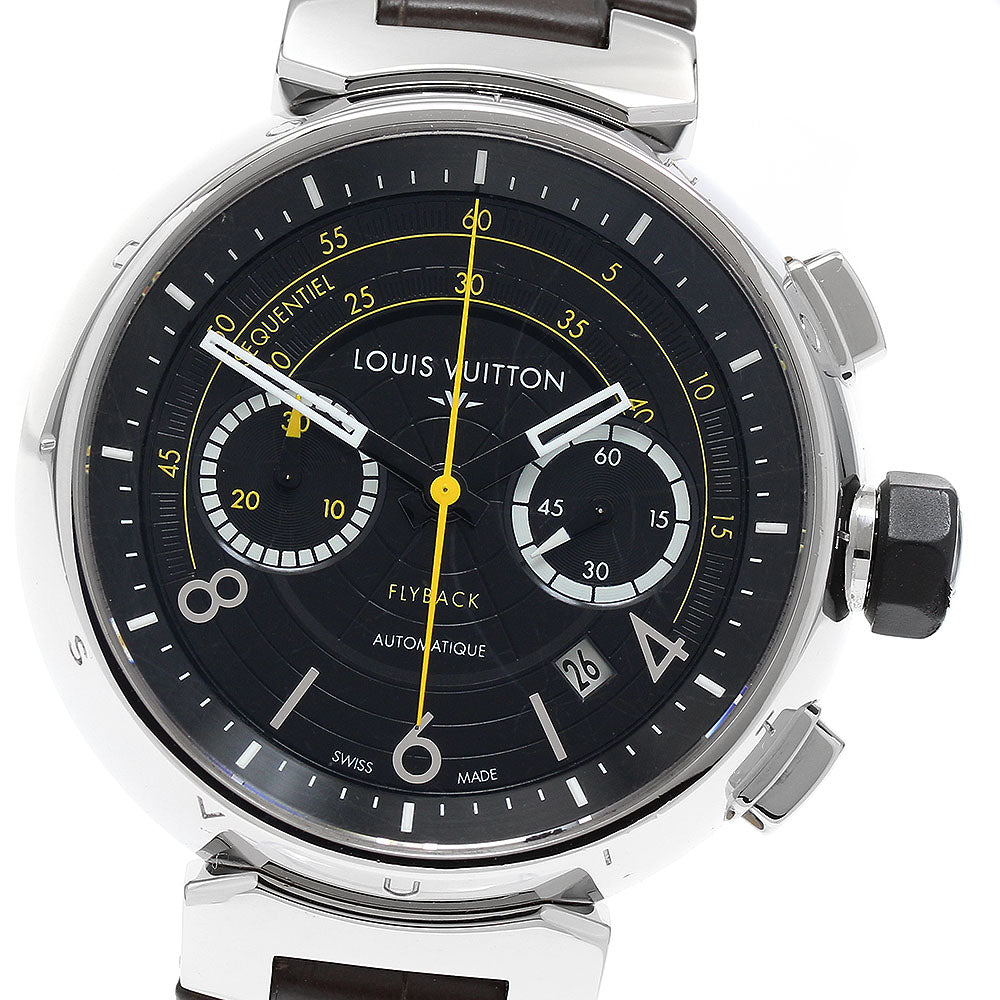 LOUIS VUITTON Q102B Tambour Chronograph Automatic Men's Watch with Inner Box and Warranty Card