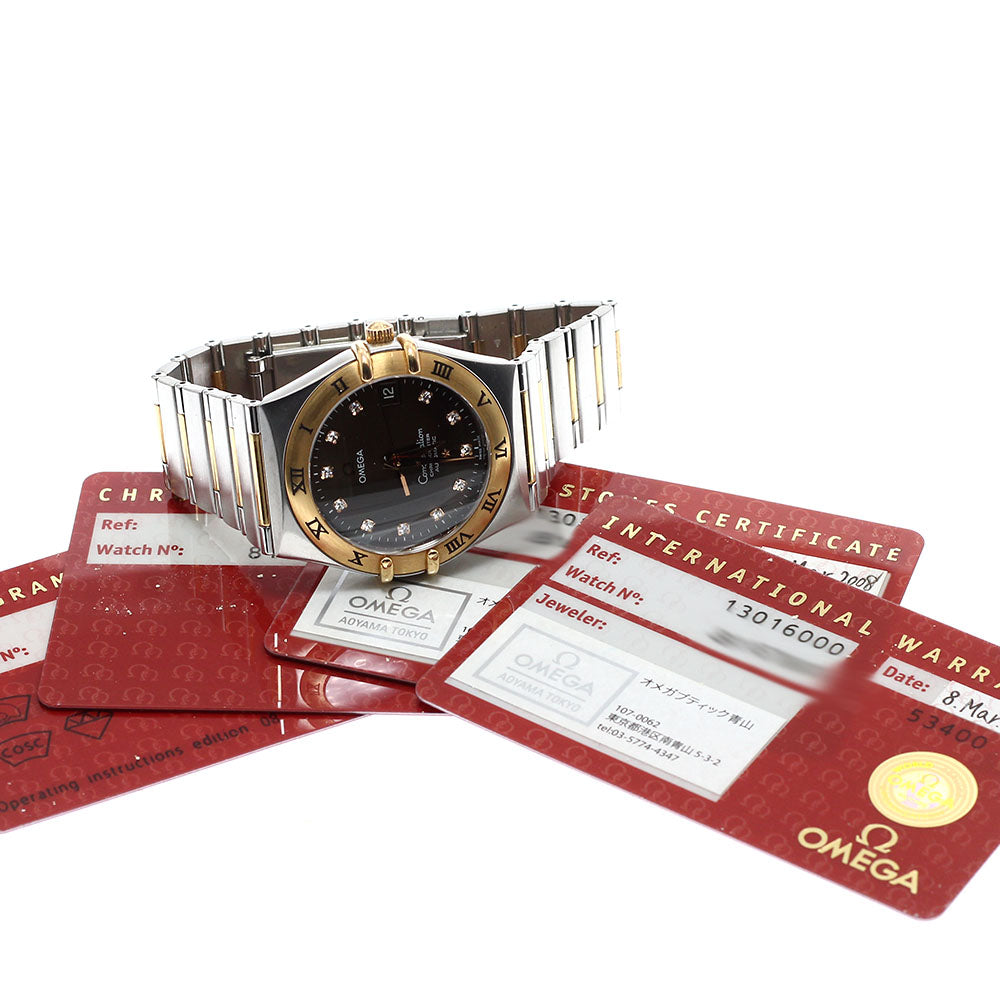 OMEGA 1301.60 Constellation 11P Diamond Automatic Men's Watch Good Condition Warranty Card Included