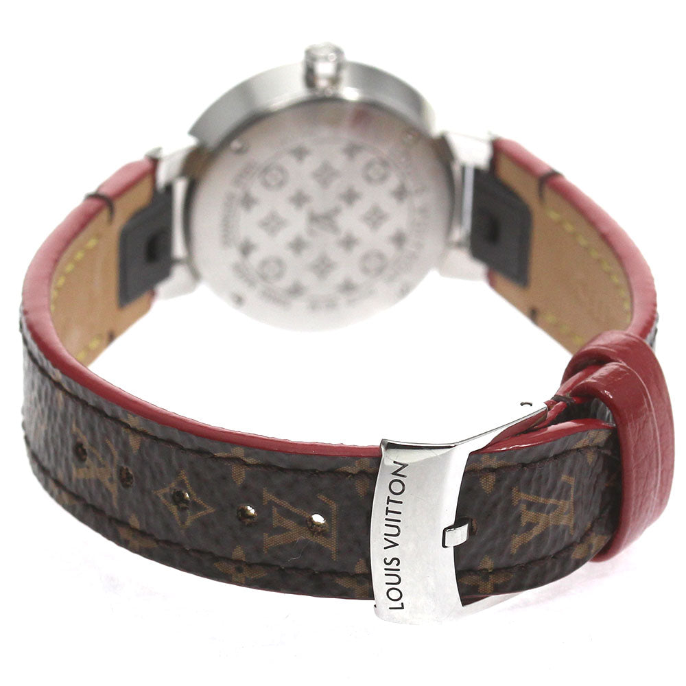LOUIS VUITTON Q1J05 Tambour Rose Indigo 8P V-Diamond Quartz Women's