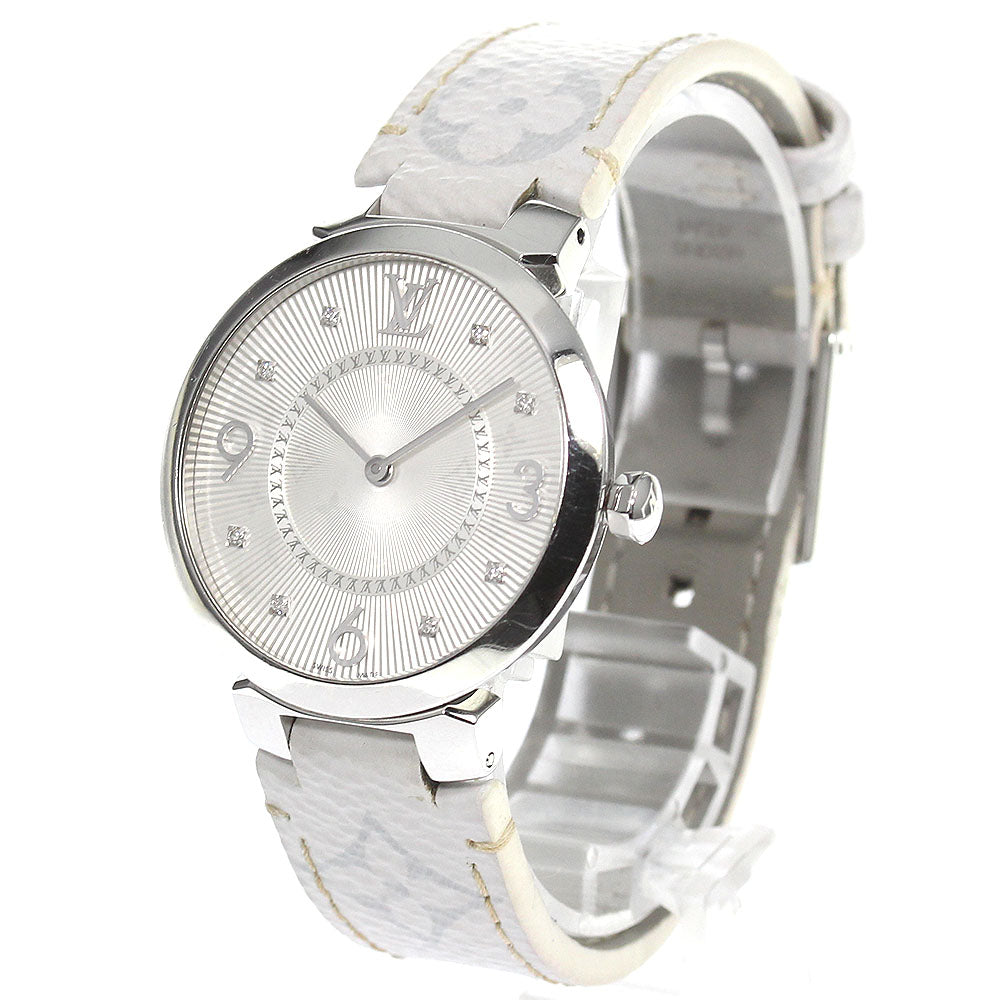 LOUIS VUITTON Q13MJ Tambour Slim MM 8P Diamond Quartz Women's Watch with Box and Warranty