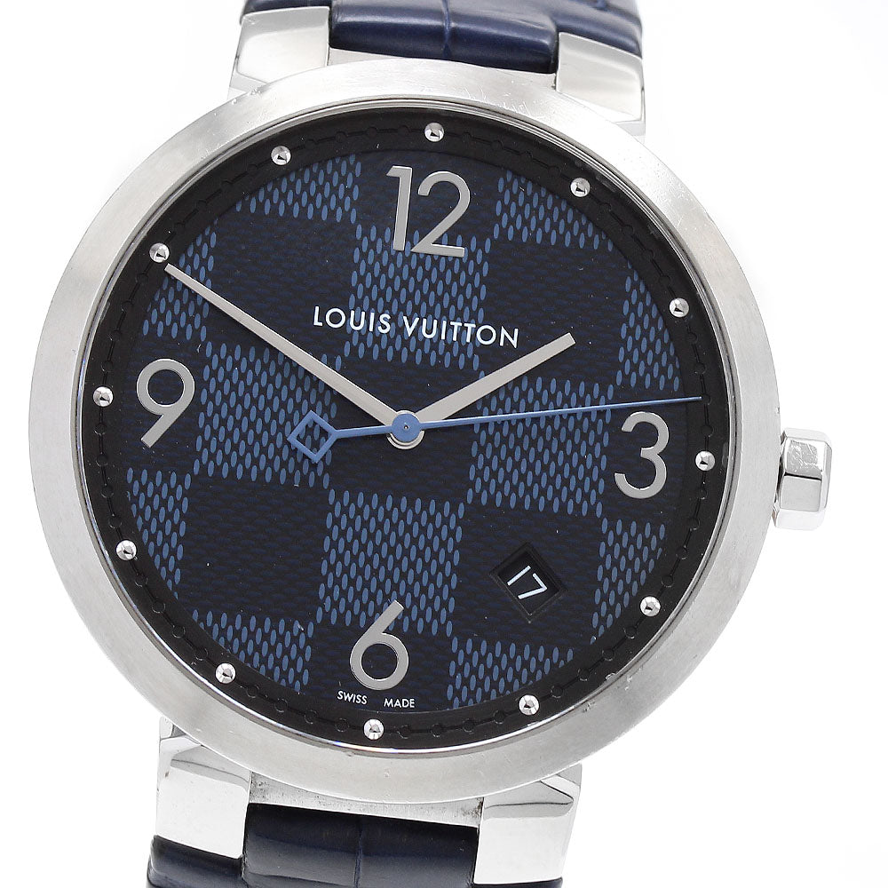 LOUIS VUITTON QA026 Tambour Damier Date Quartz Men's