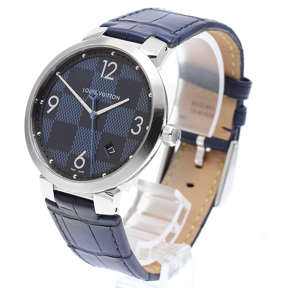 LOUIS VUITTON QA026 Tambour Damier Date Quartz Men's