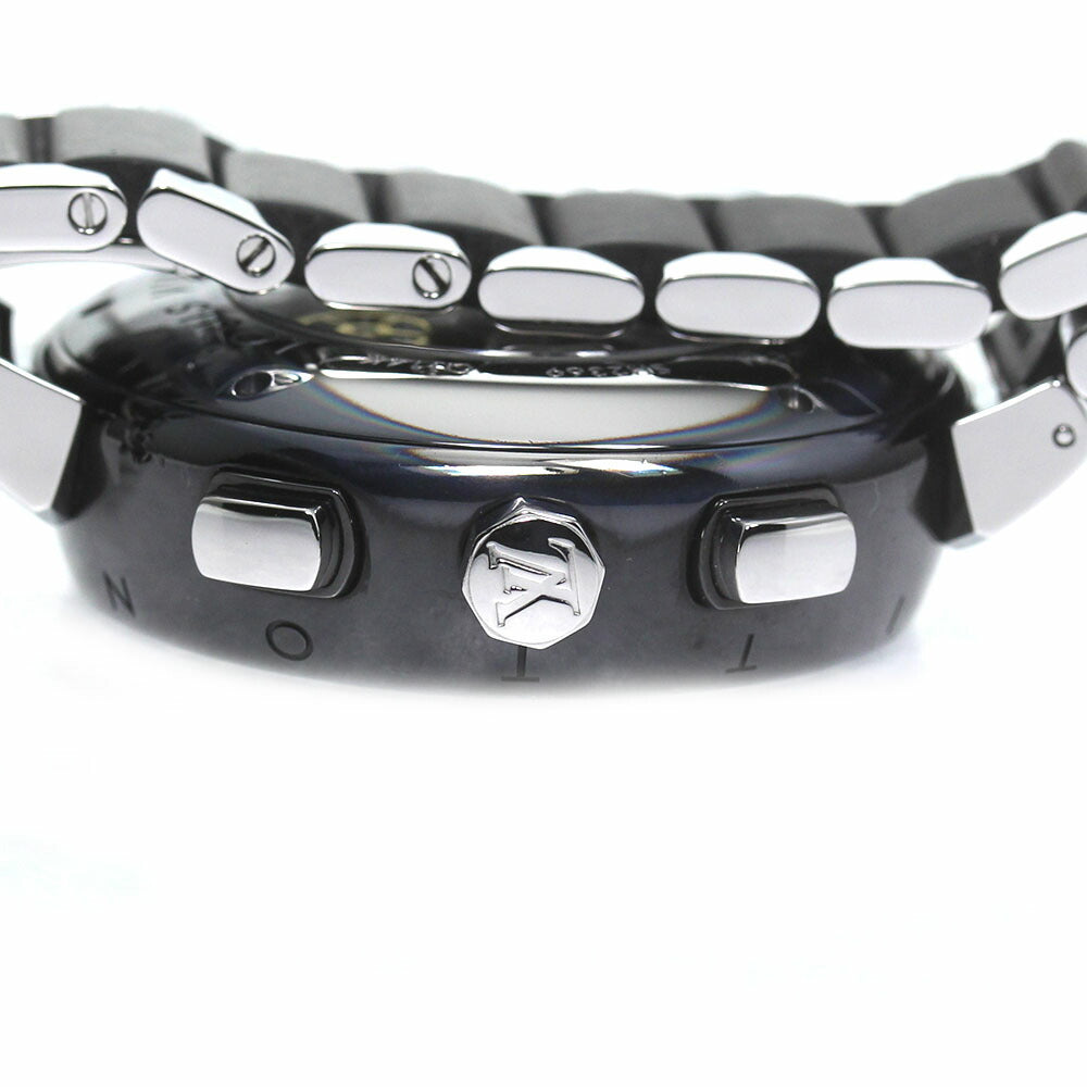LOUIS VUITTON Q114K Tambour in Black Chronograph Automatic Men's Watch with Box