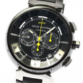Junk LOUIS VUITTON Q114K Tambour in Black Chronograph Automatic Men's Watch