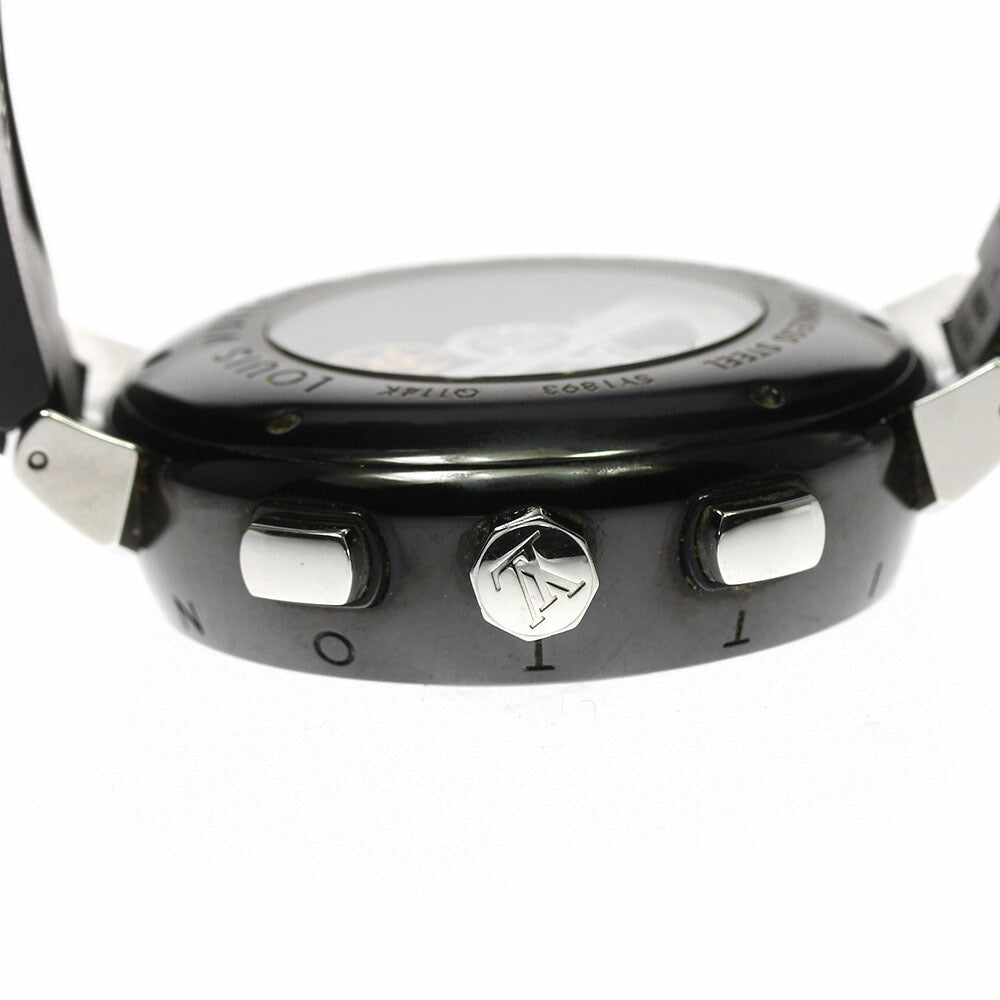 Junk LOUIS VUITTON Q114K Tambour in Black Chronograph Automatic Men's Watch