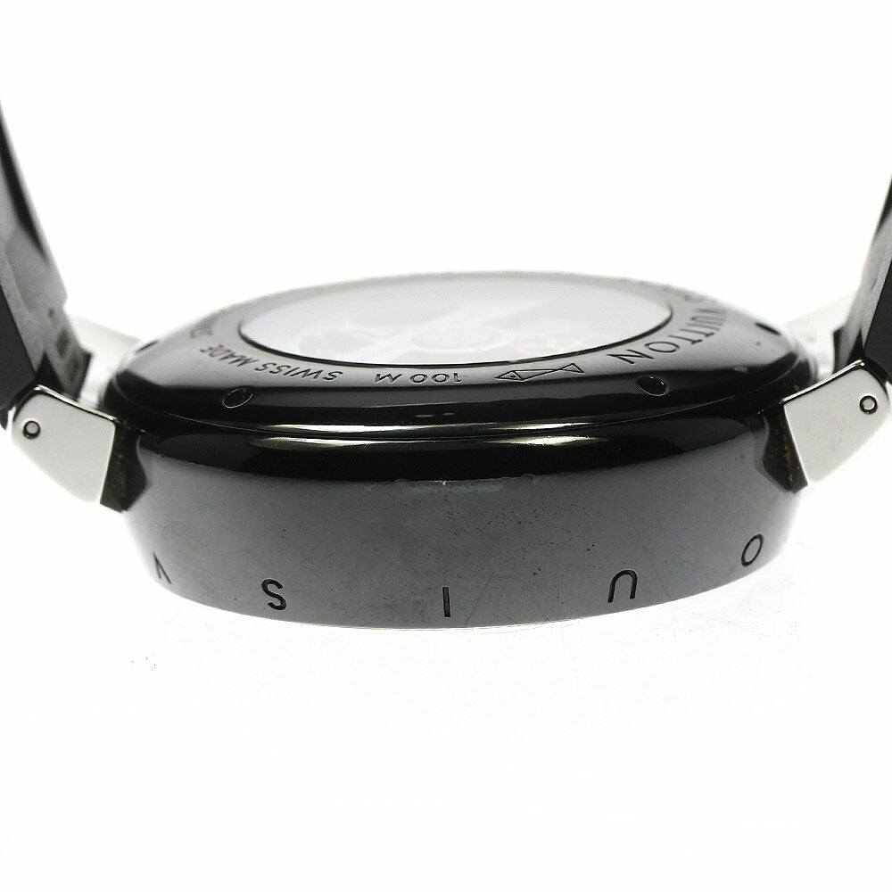 Junk LOUIS VUITTON Q114K Tambour in Black Chronograph Automatic Men's Watch