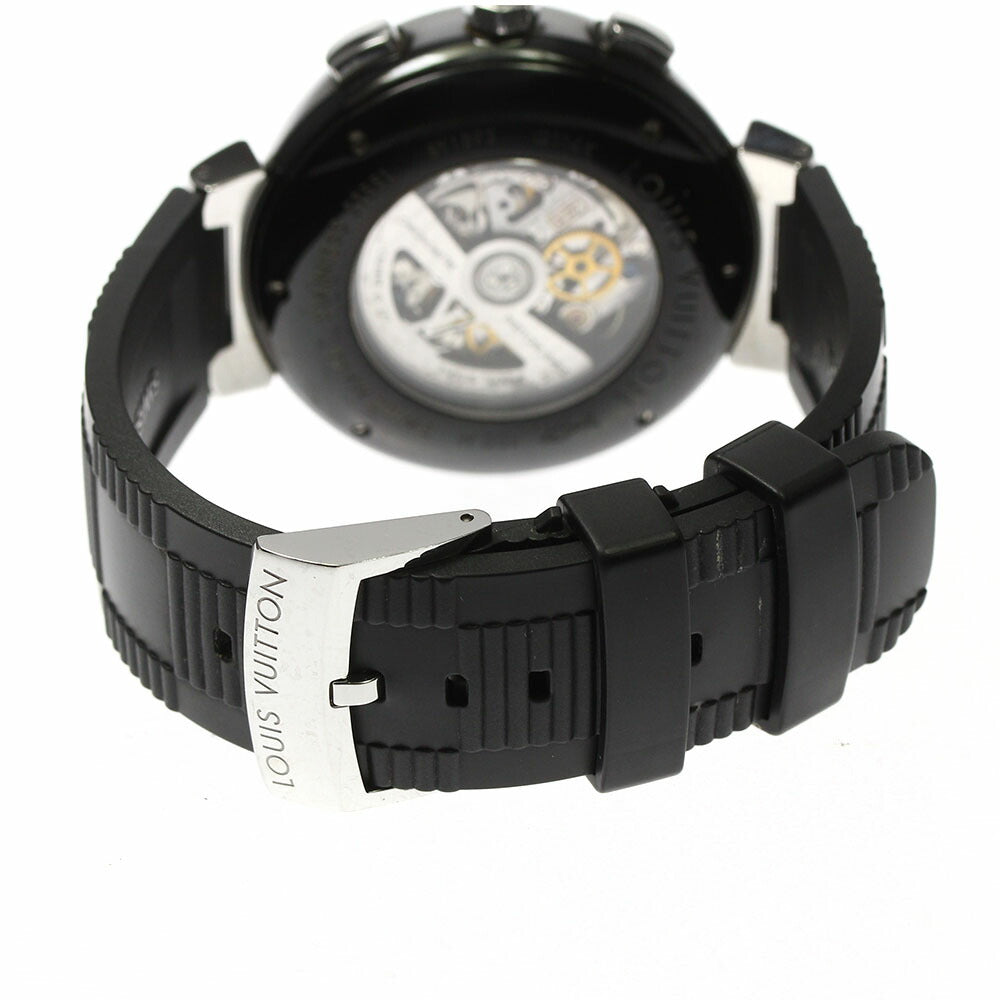Junk LOUIS VUITTON Q114K Tambour in Black Chronograph Automatic Men's Watch