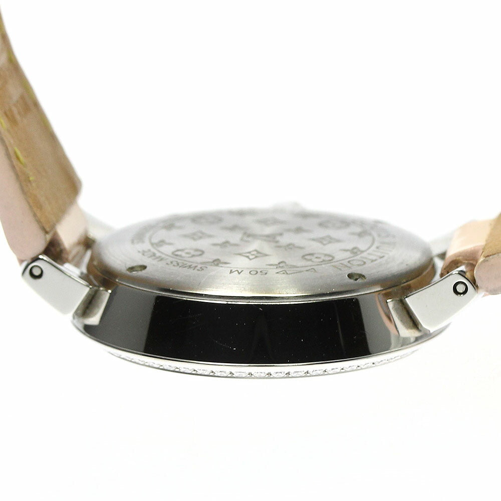 LOUIS VUITTON Q12MF Tambour Monogram Diamond Bezel 8P Quartz Women's Watch with Box and Warranty