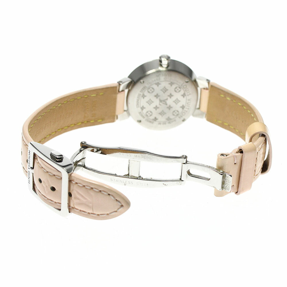 LOUIS VUITTON Q12MF Tambour Monogram Diamond Bezel 8P Quartz Women's Watch with Box and Warranty