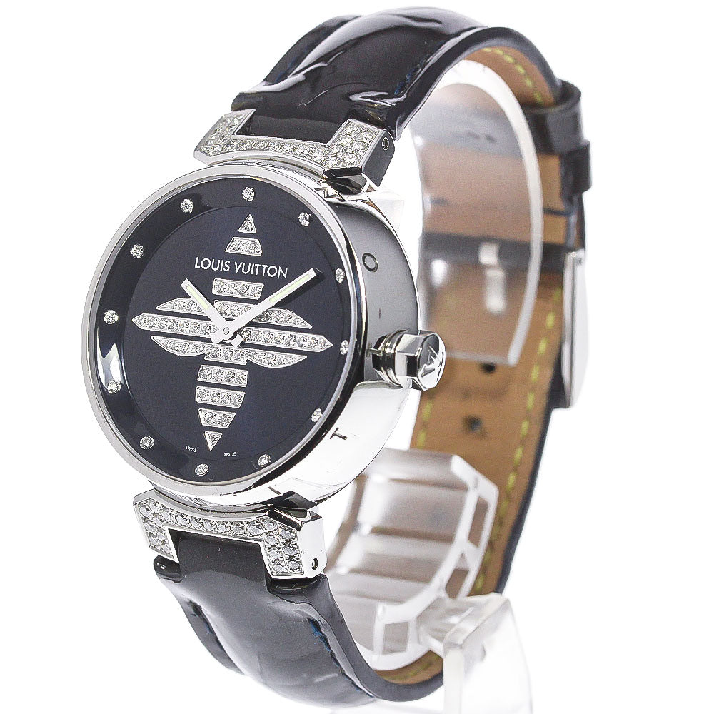LOUIS VUITTON Q13MB Tambour Forever 12P Diamond Lug Quartz Women's Watch with Box
