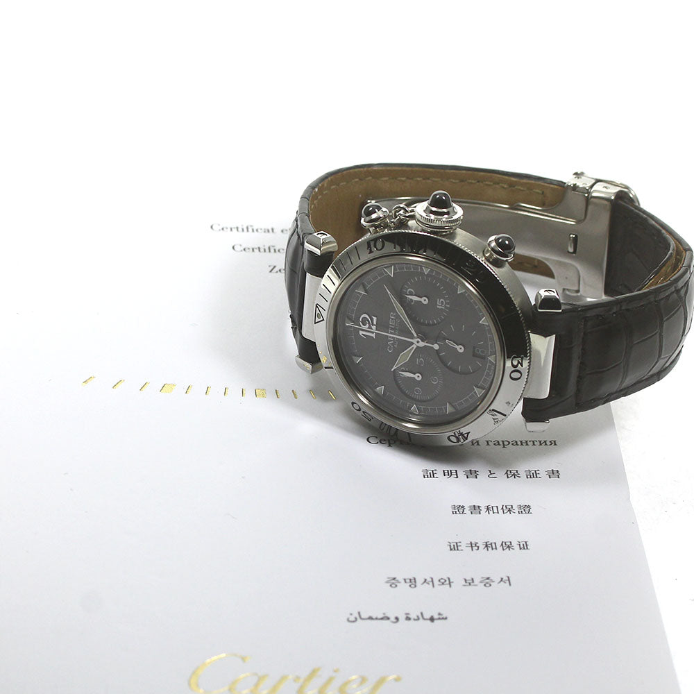 CARTIER W3107355 Pasha 38 Chronograph Date Automatic Men's Watch with Warranty