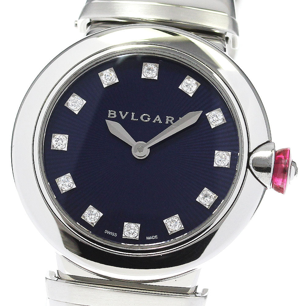 BVLGARI LU28S Lucea 12P Diamond Quartz Women's Watch Excellent Condition Box and Warranty Card Included