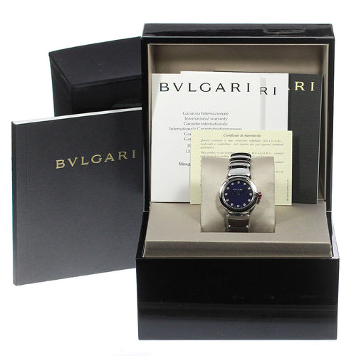 BVLGARI LU28S Lucea 12P Diamond Quartz Women's Watch Excellent Condition Box and Warranty Card Included