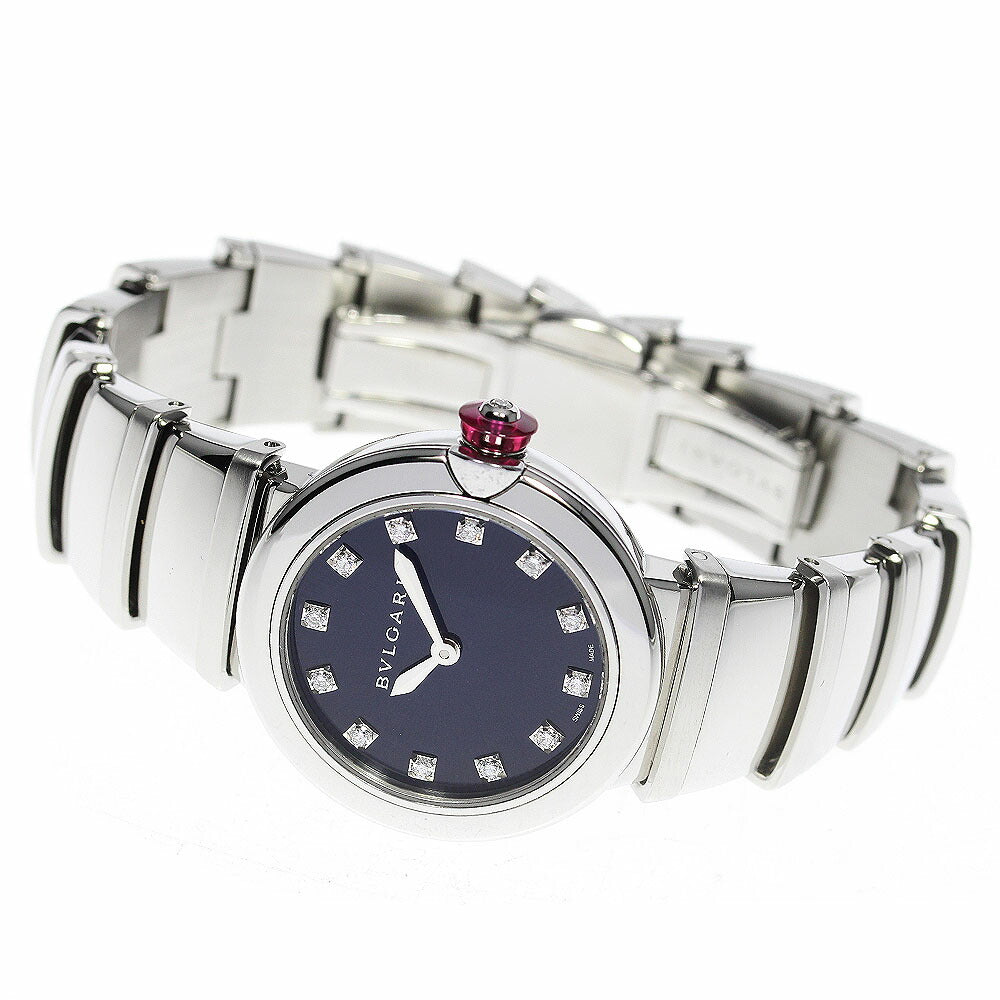 BVLGARI LU28S Lucea 12P Diamond Quartz Women's Watch Excellent Condition Box and Warranty Card Included