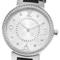 LOUIS VUITTON Q12MF Tambour Monogram Diamond Bezel with 8 Diamonds Quartz Movement Women's Good Condition