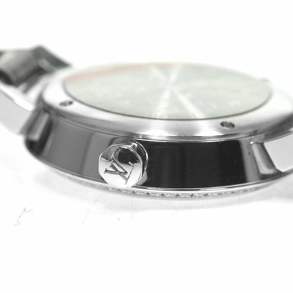LOUIS VUITTON Q12MF Tambour Monogram Diamond Bezel with 8 Diamonds Quartz Movement Women's Good Condition