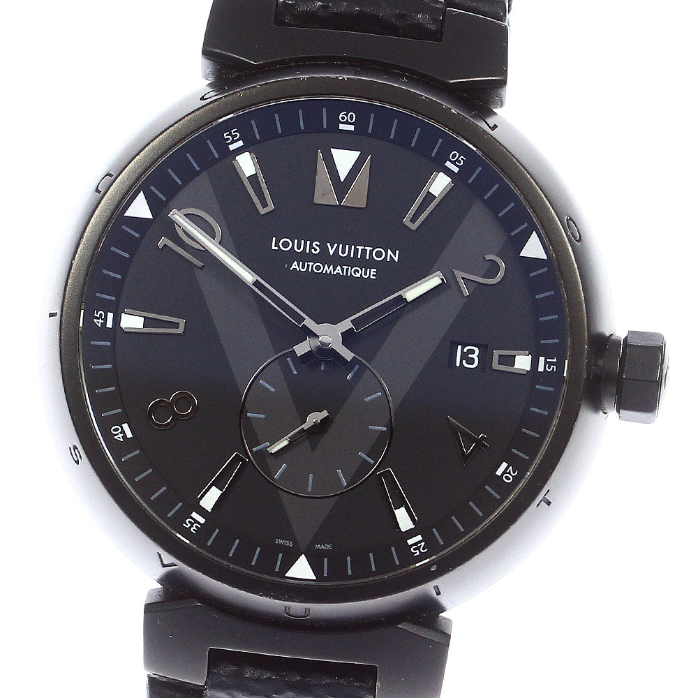 LOUIS VUITTON Q1D22 Tambour All Black Date Automatic Men's Watch