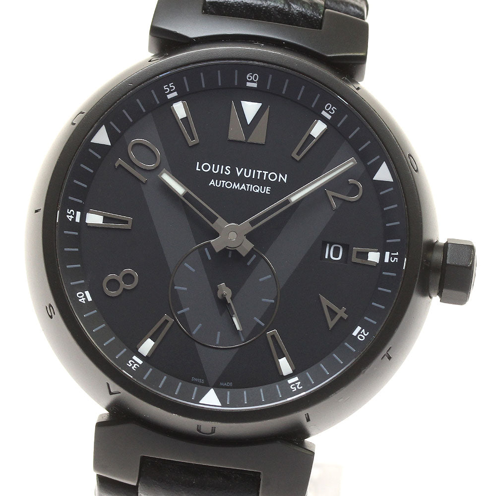 LOUIS VUITTON Q1D22 Tambour All Black Date Automatic Men's Watch