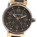 LOUIS VUITTON QA138 Tambour MM Monogram 18K Brown & Gold Quartz Boys' Watch Good Condition Box and Warranty Card Included