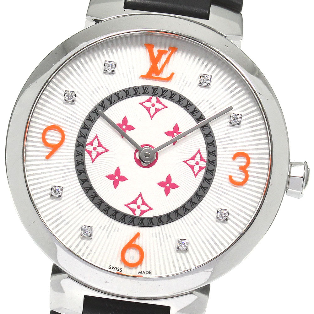 LOUIS VUITTON QA147 Tambour Monogram Fuchsia & Orange Quartz Women's