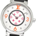 LOUIS VUITTON QA147 Tambour Monogram Fuchsia & Orange Quartz Women's