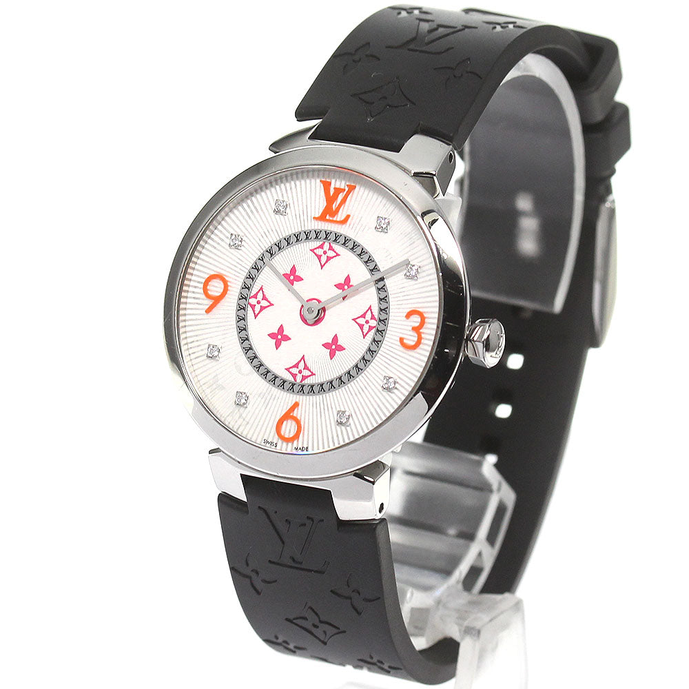 LOUIS VUITTON QA147 Tambour Monogram Fuchsia & Orange Quartz Women's