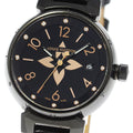 LOUIS VUITTON QA047 Tambour All Black PM 12P Diamond Quartz Women's Watch with Box