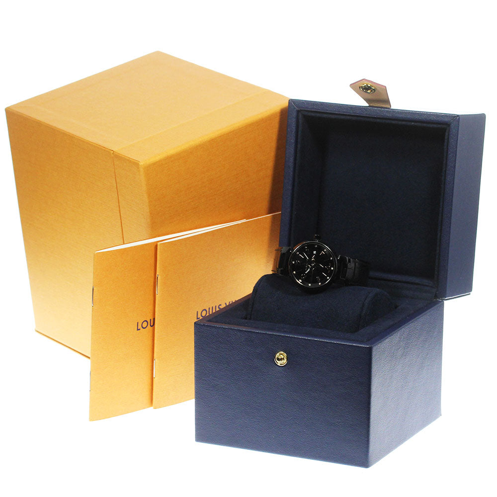 LOUIS VUITTON QA047 Tambour All Black PM 12P Diamond Quartz Women's Watch with Box