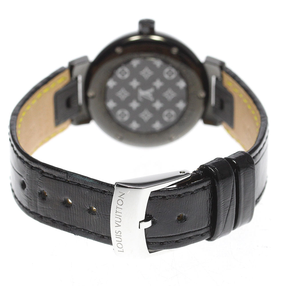 LOUIS VUITTON QA047 Tambour All Black PM 12P Diamond Quartz Women's Watch with Box