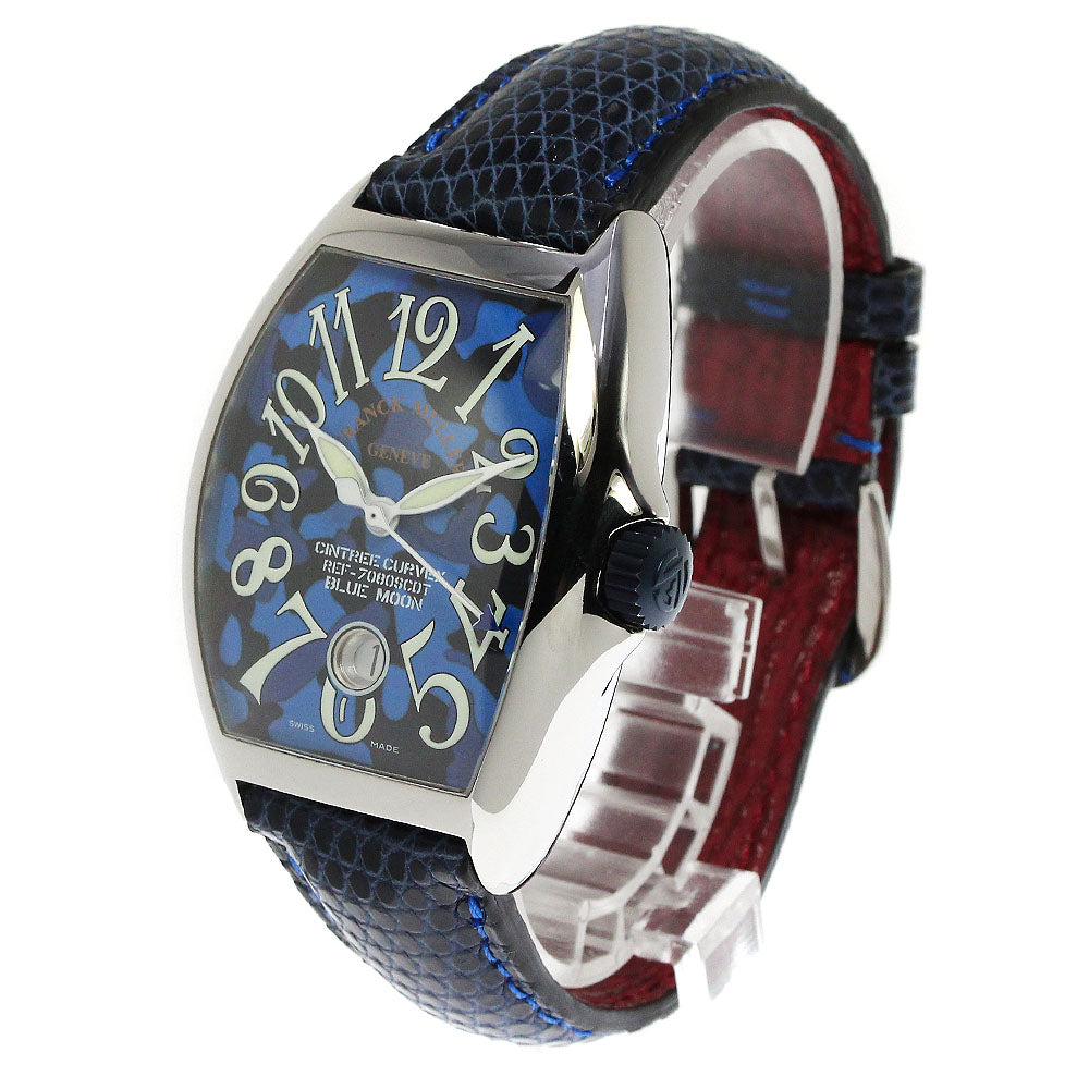 FRANCK MULLER 7080SCDT Tonneau Curvex Blue Moon Date Automatic Men's Watch in Good Condition