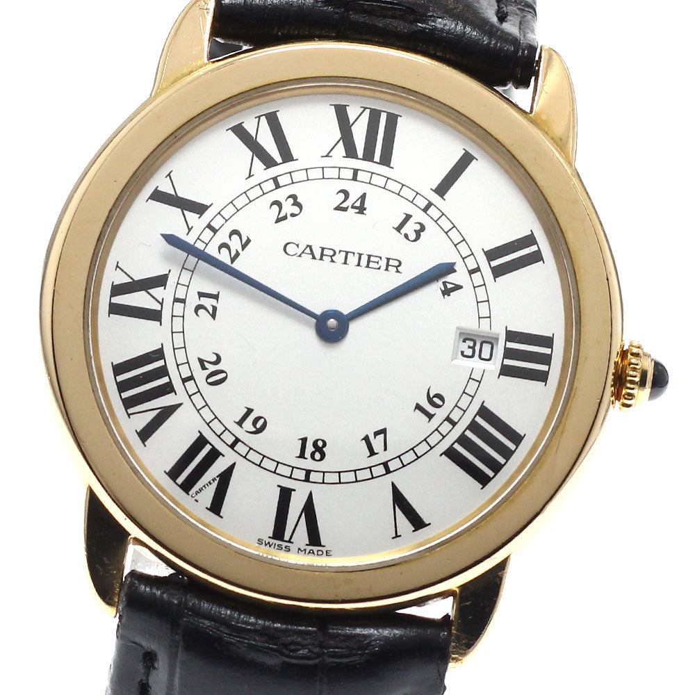 CARTIER W6700455 Ronde Solo LM K18YG Date Quartz Men's Watch