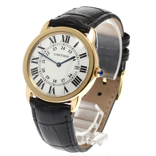 CARTIER W6700455 Ronde Solo LM K18YG Date Quartz Men's Watch