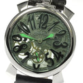 GaGa MILANO 5310.02.GR Manuale 48 Skeleton Hand-Wound Men's Watch Good Condition Box and Warranty Card Included