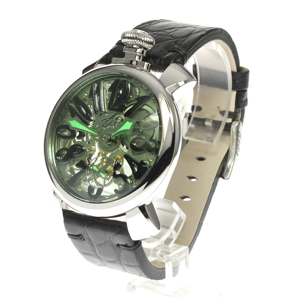 GaGa MILANO 5310.02.GR Manuale 48 Skeleton Hand-Wound Men's Watch Good Condition Box and Warranty Card Included