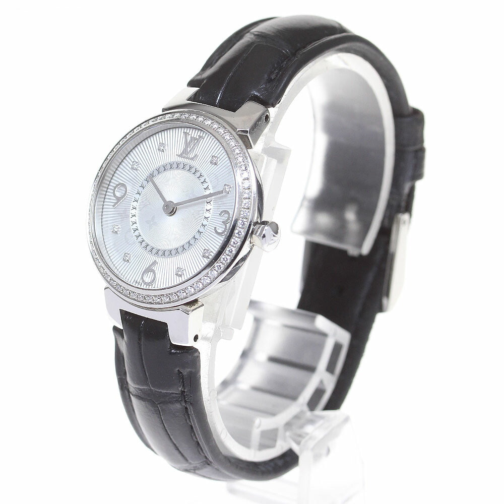 LOUIS VUITTON Q12MF Tambour Monogram Diamond Bezel with 8 Diamonds Quartz Movement Women's Box Included