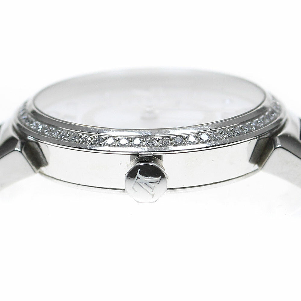 LOUIS VUITTON Q12MF Tambour Monogram Diamond Bezel with 8 Diamonds Quartz Movement Women's Box Included