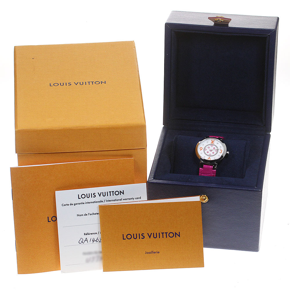 LOUIS VUITTON QA146 Tambour Slim MM 8P Diamond Quartz Women's Watch Good Condition Box and Warranty Card Included