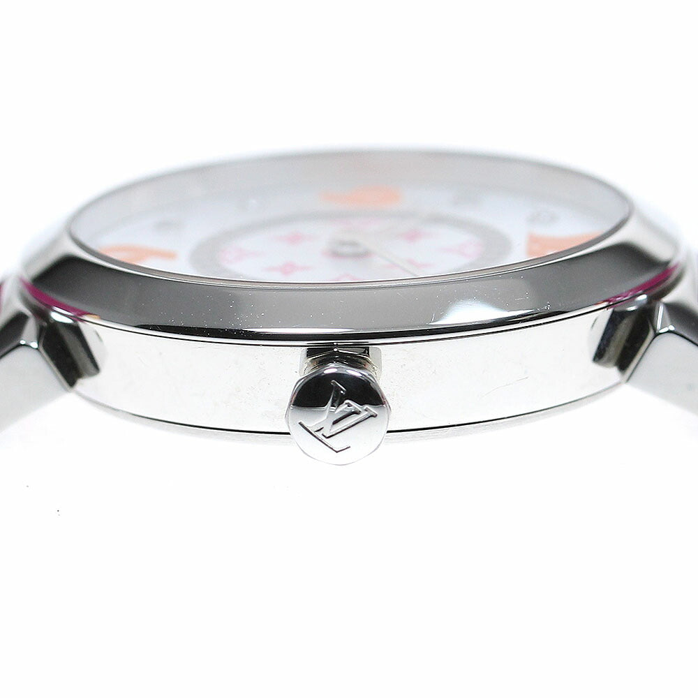 LOUIS VUITTON QA146 Tambour Slim MM 8P Diamond Quartz Women's Watch Good Condition Box and Warranty Card Included