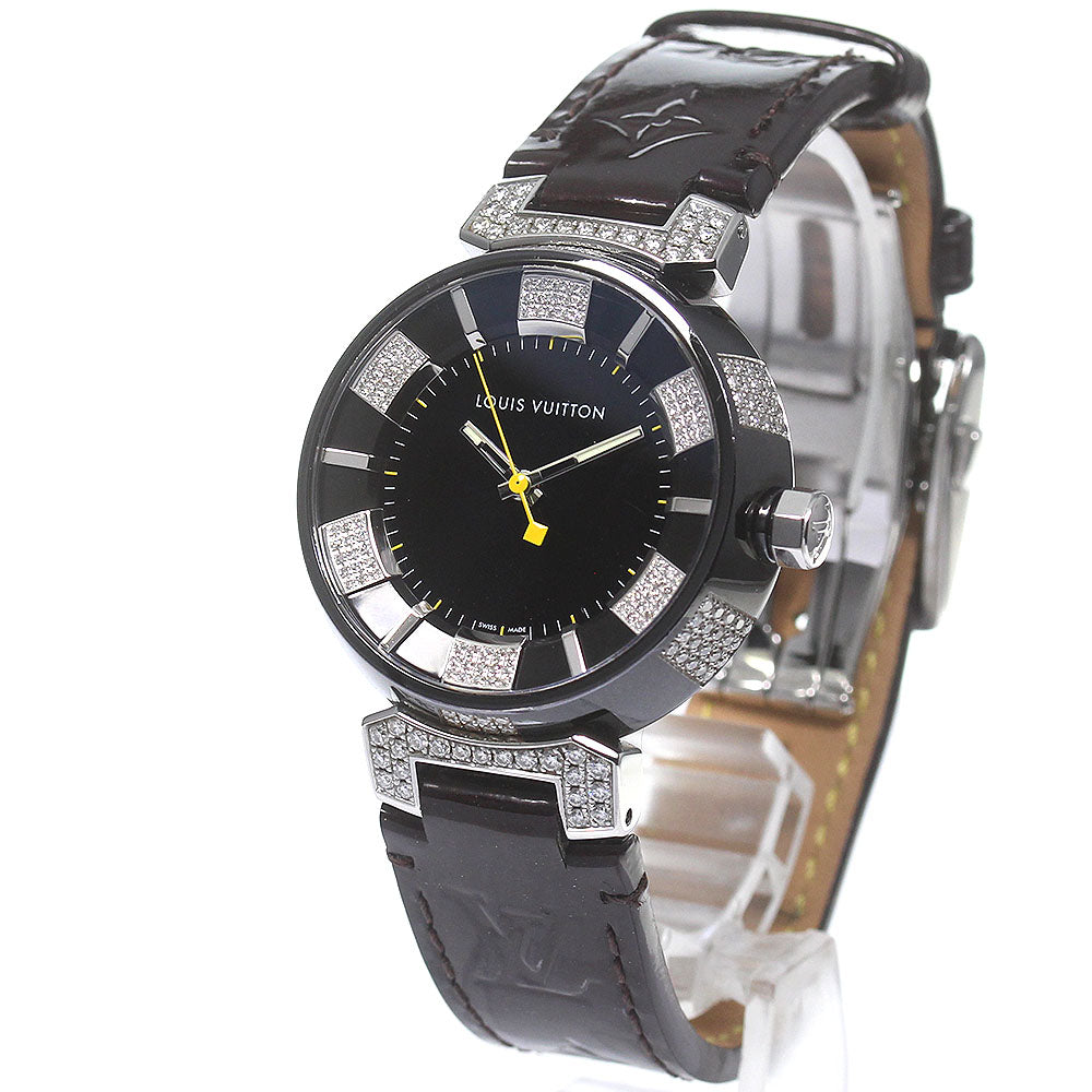 LOUIS VUITTON Q131Q Tambour in Black Diamond Quartz Boys