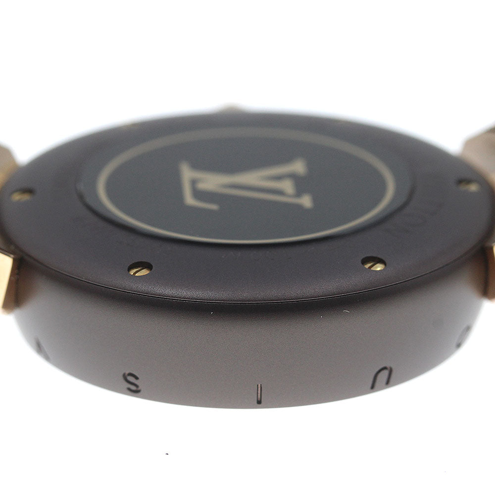 LOUIS VUITTON QA138 Tambour MM Monogram K18PG QZ Boys Good Condition with Inner Box