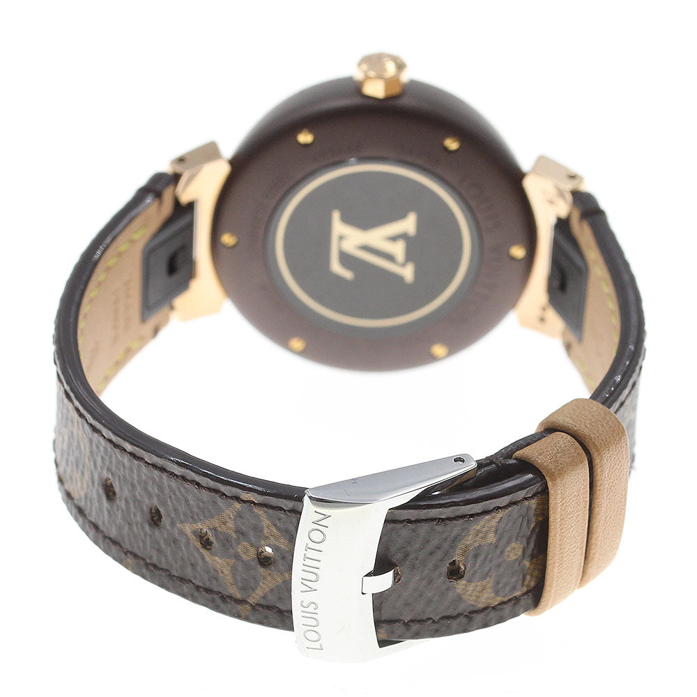 LOUIS VUITTON QA138 Tambour MM Monogram K18PG QZ Boys Good Condition with Inner Box