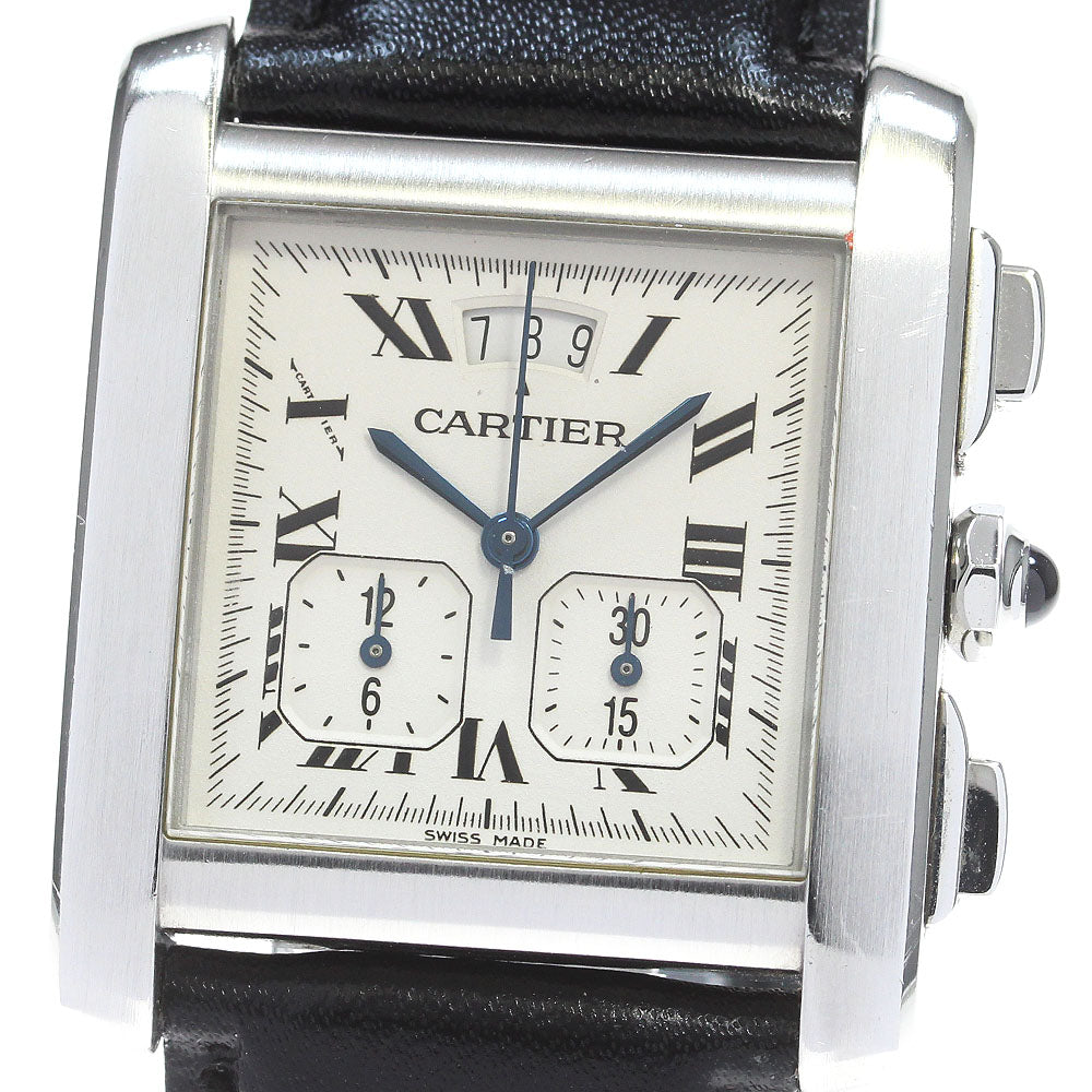 CARTIER Tank Francaise XXL Chrono Reflex Date Quartz Men's Watch W5101455 with Warranty