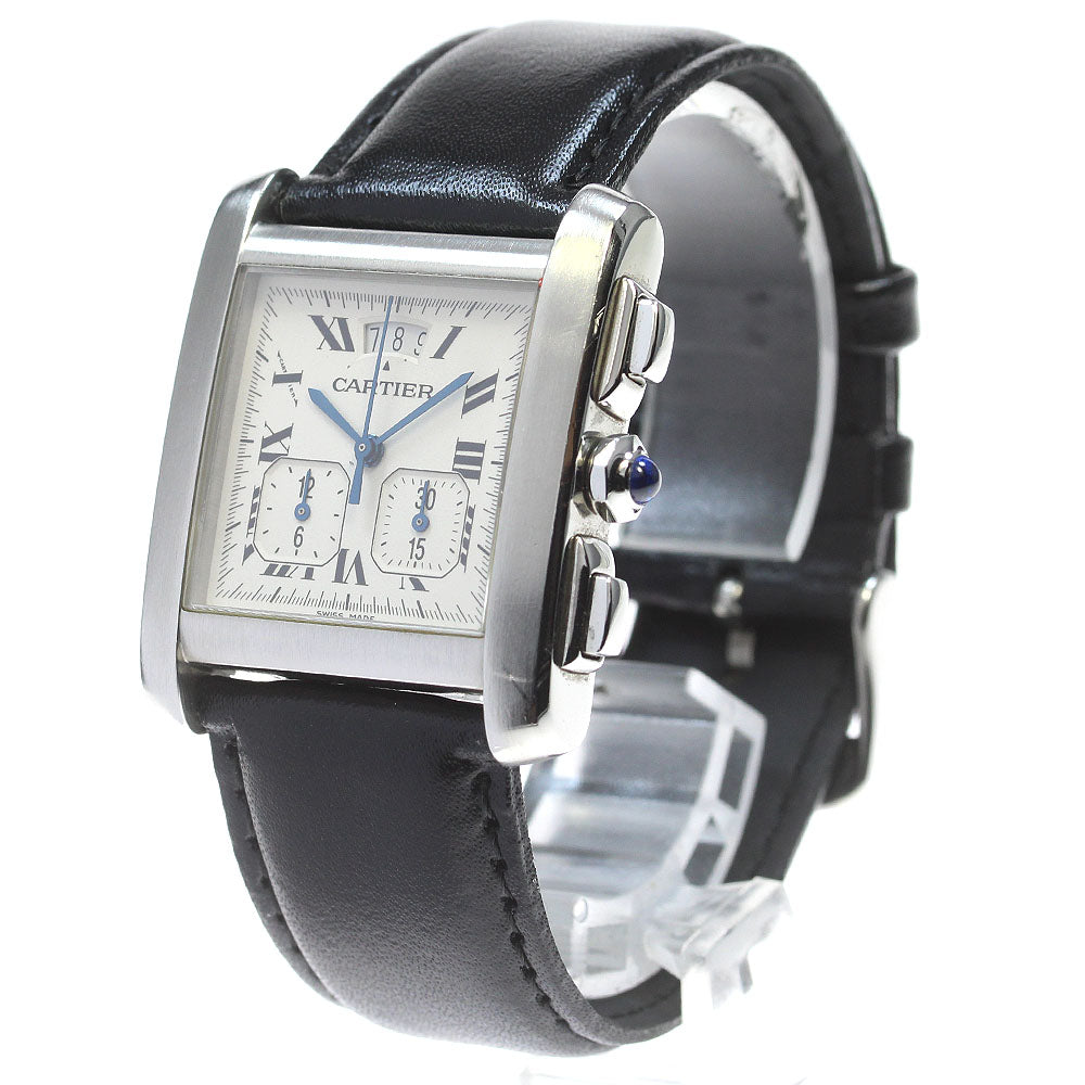 CARTIER Tank Francaise XXL Chrono Reflex Date Quartz Men's Watch W5101455 with Warranty