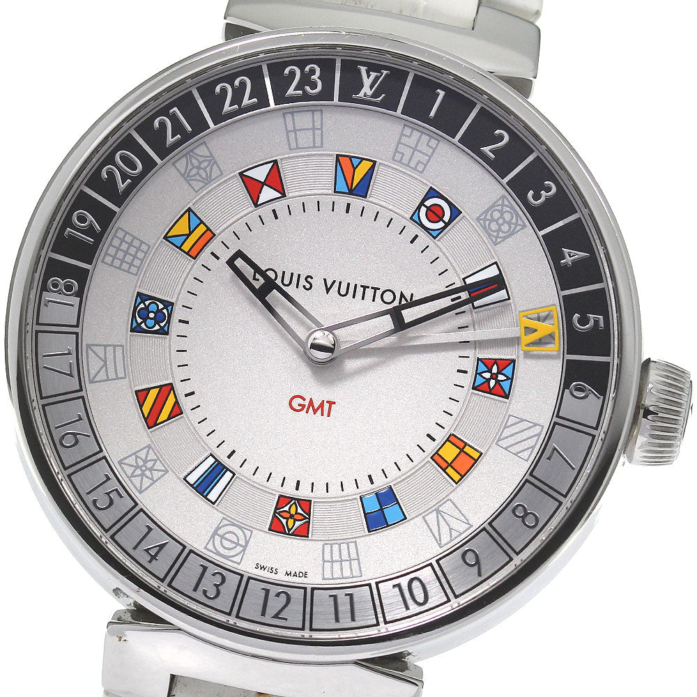 LOUIS VUITTON QA096 Tambour Moon Dual Time GMT Quartz Men's