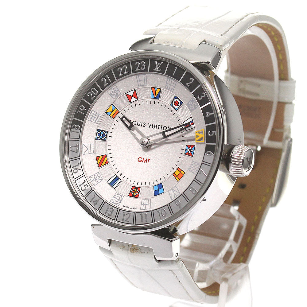 LOUIS VUITTON QA096 Tambour Moon Dual Time GMT Quartz Men's