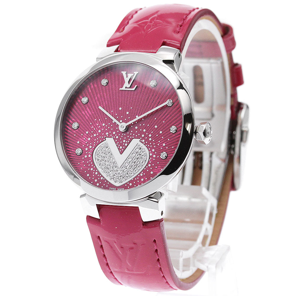 LOUIS VUITTON Q1G09 Tambour Cool V MM 8P Diamond Quartz Women's