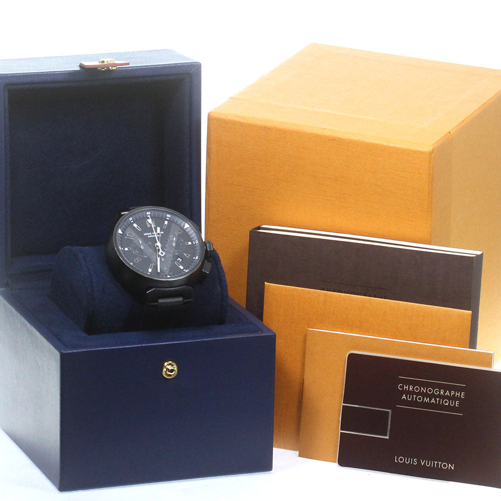 LOUIS VUITTON Q1A62 Tambour Chronograph Automatic Men's Watch with Box and Warranty