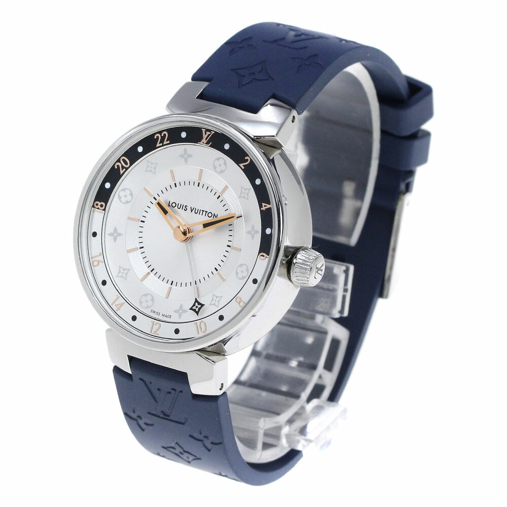 LOUIS VUITTON QA104 Tambour Moon Dual Time Quartz Women's Watch Good Condition